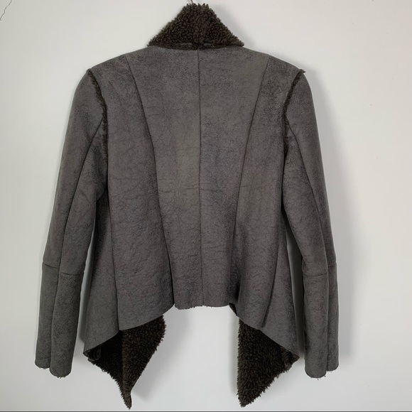 BB DAKOTA Charcoal Gray Gillian Faux Shearling/Suede Jacket - Picture 8 of 15